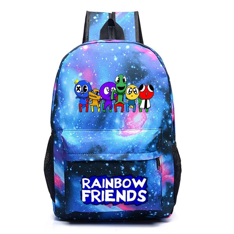 Rainbow Friends Cartoon School Backpack Kids Boys Girls Lightweight Oxford Fabric Bookbag With Ergonomic Shoulder Straps