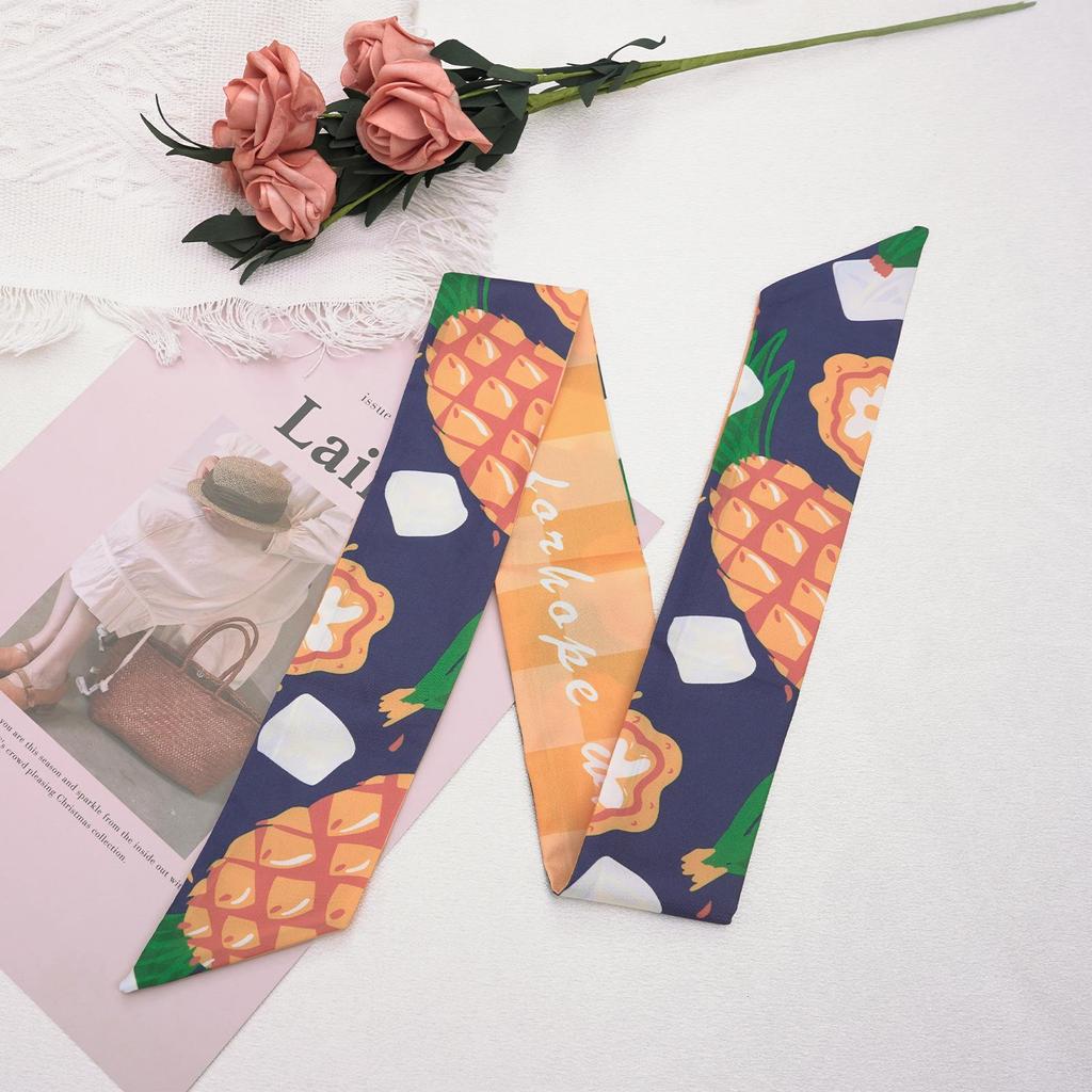 Spring/Summer Fruit Silk Scarf: Cute Headband, Ribbon Tie, Skinny Bag Tie, Souvenir Box Gift.
