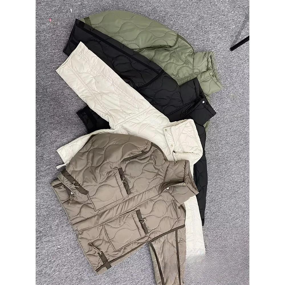 Vintage Casual Solid Women Oversized Jackets Pockets Zipper Turtleneck Thick Coats New Fashion 2024 Autumn Winter Outwear