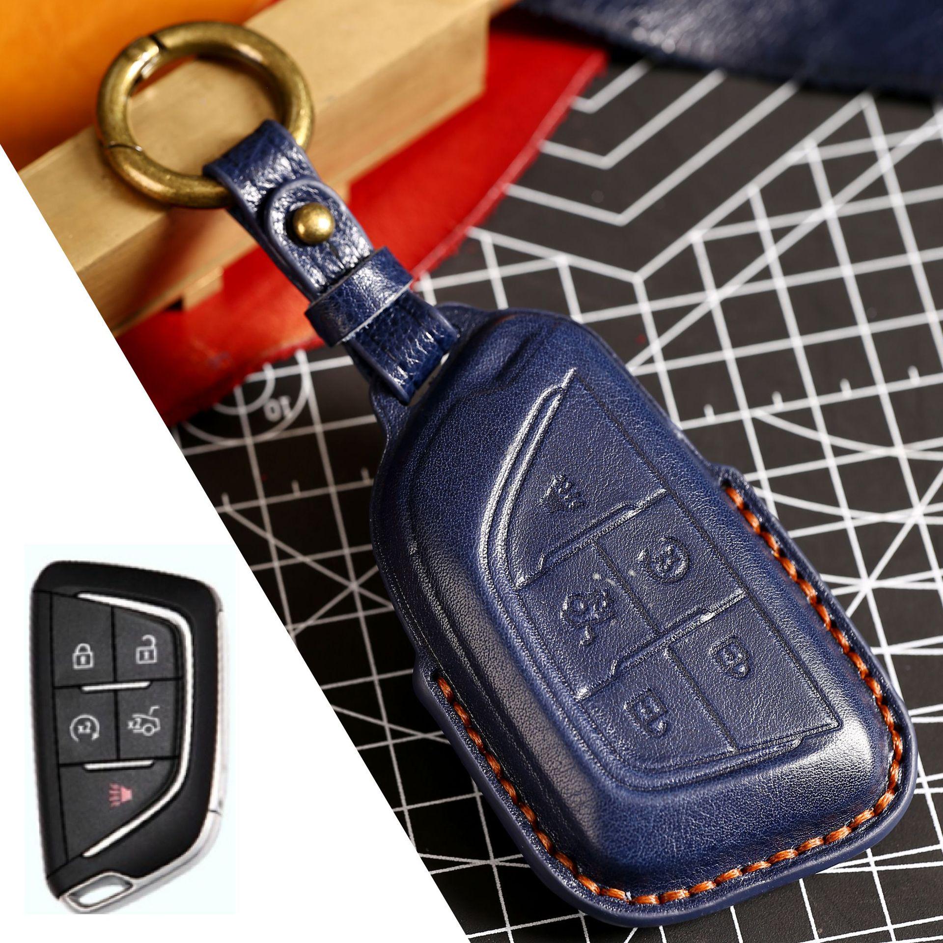 

Чехол для ключа Cadillac CT5/CT4/XT5/XT4/ATSL/XTS из натуральной кожи синий