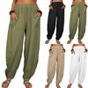 Harem Pants for Summer Beach Solid Color with Pockets Loose Fit Temperament