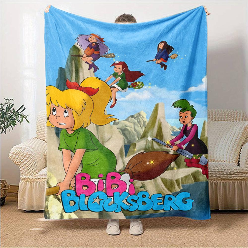 Bibi Blocksberg Theme Printed Blanket - Perfect for Couch, Bed, Travel & Outdoor Use | Machine Washable, Cozy & Durable.