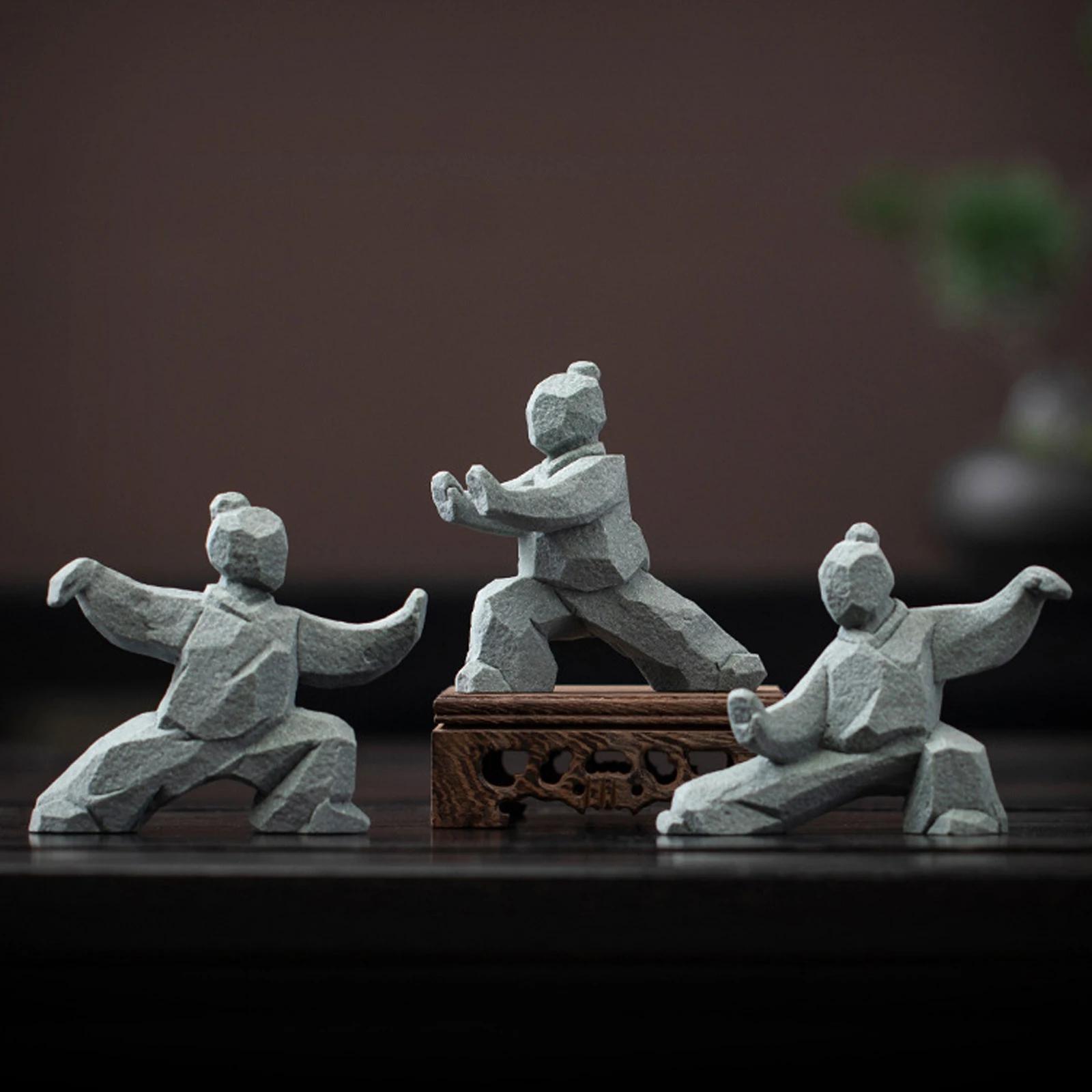 

Creative Chinese Style Stone Statue TaiChi Master Figurine Vintage Antique Garden Bonsai Ornament Tabletop Handicraft Decor Gift