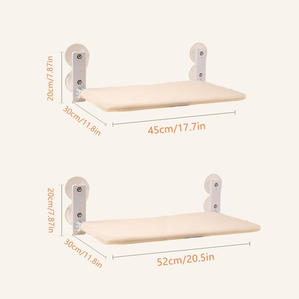 [Szare legowisko okienne dla kota] Składane szare legowisko hamakowe okienne dla kota z żelazną ramą i mocnymi przyssawkami, wewnętrzne legowisko siedzisko dla kota