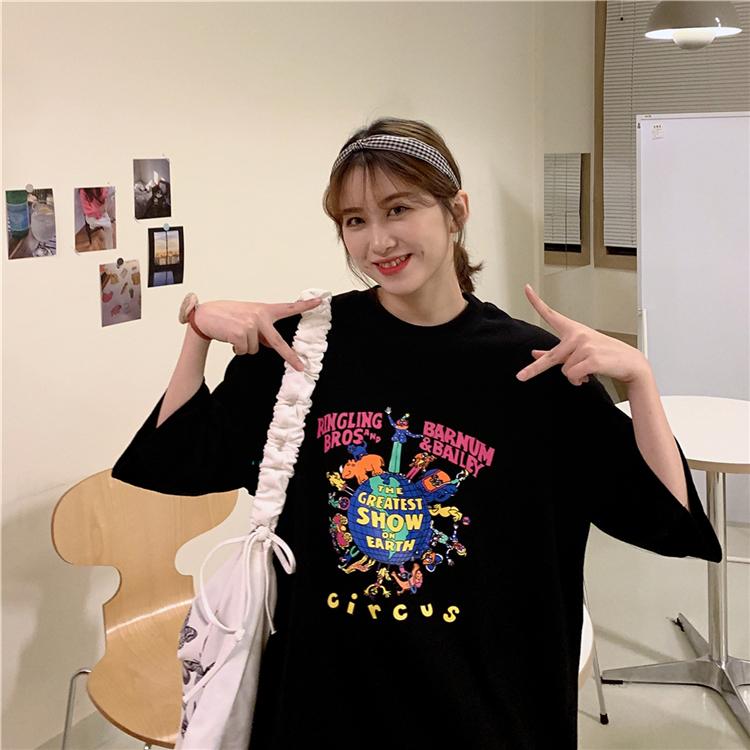 

Орт Све 00% Чистый Хлопок Летняя Прохладная Мультяшная Fiti Принт Свободная Женская Футболка Уличный Панк Круглый Вырез Повседневная Мода S