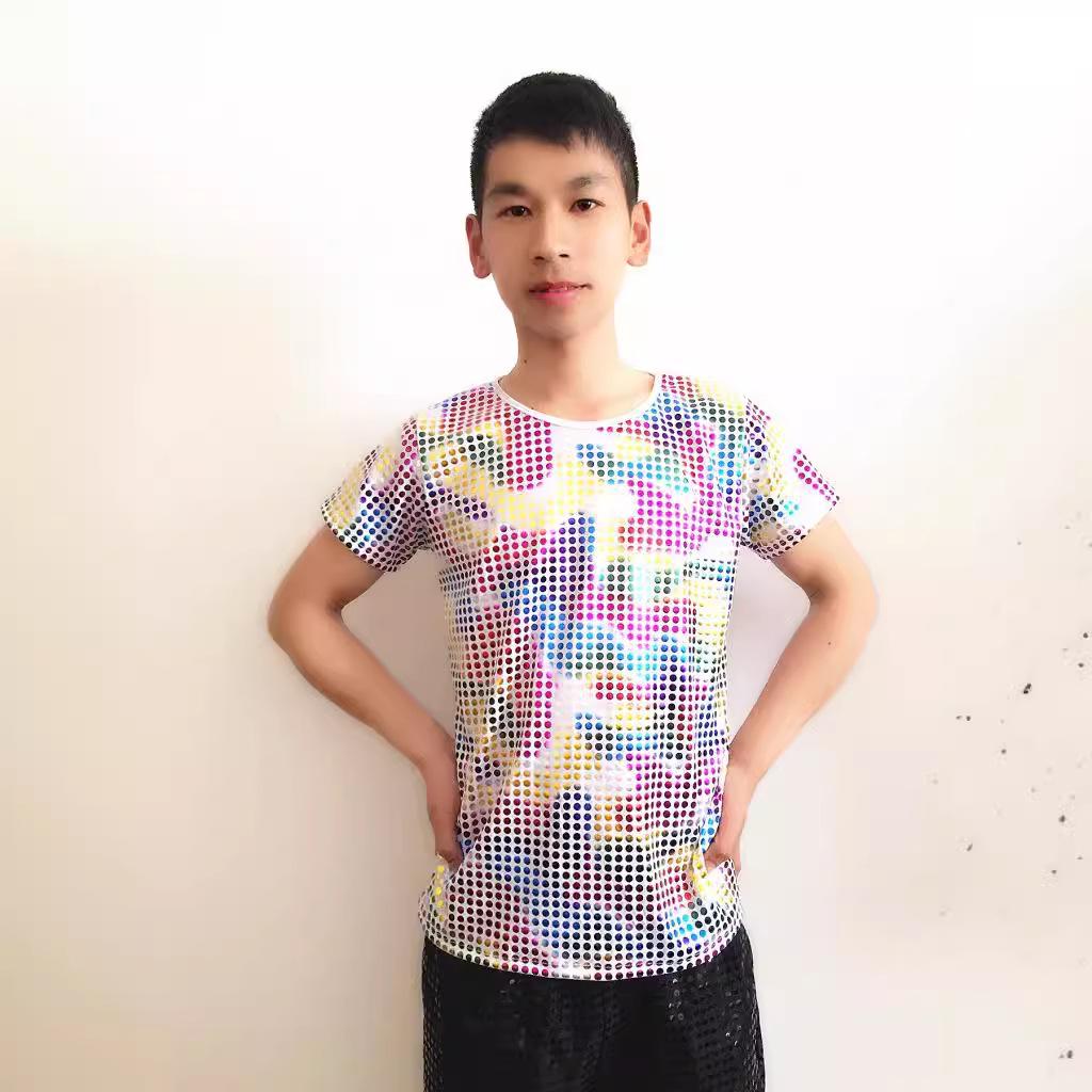 Unisex Sequin Stretch Performance Jazz Dance T-Shirt