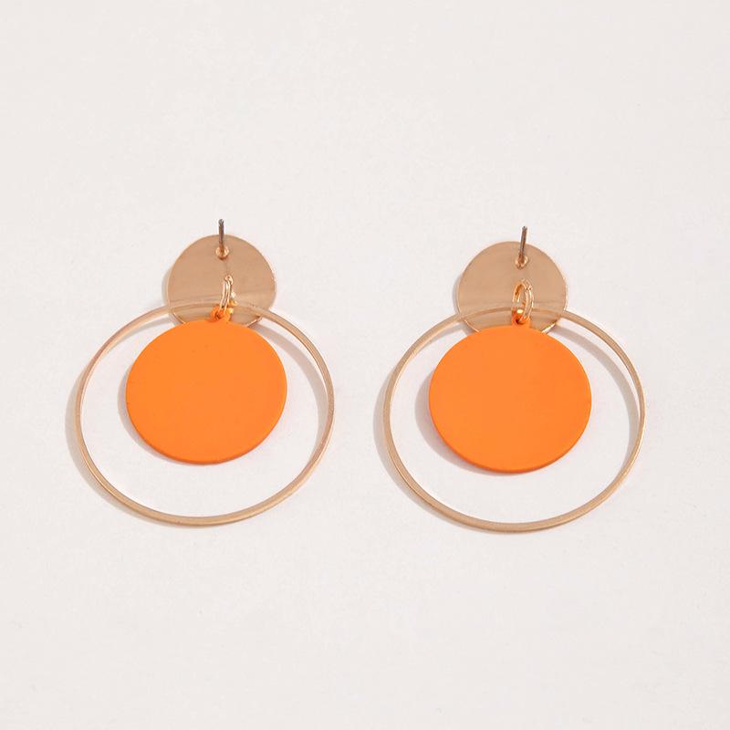 2025 New Products, Exaggerated Glossy Earrings, Red Painted Circle Geometric Earrings