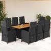 VidaXL 9-Piece Garden Dining Set with Cushions, Table and Folding Back Chairs, Outdoor Patio Furniture 3212276