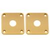Musiclily Pro Square Plastic Jack Plate for LP Les Paul Electric Guitars, Brown/Cream (Set of 2)