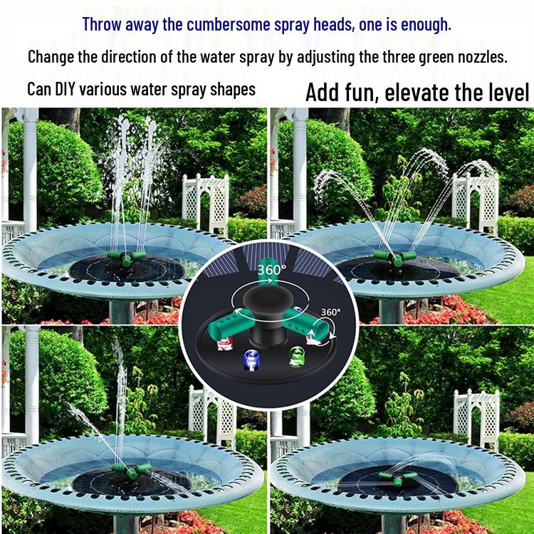 Cross-Border Solar Rechargeable Floating Color Light Fountain Pump for Outdoor Bird Bath and Pool Landscape