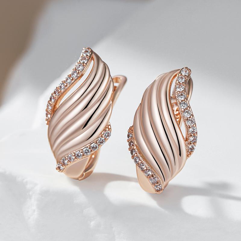 Luxus Roségold Farbe Tropfenohrringe für Damen Einzigartiger Natürlicher Zirkon Schmuck Hohe Qualität Täglicher Feinschmuck Geschenk