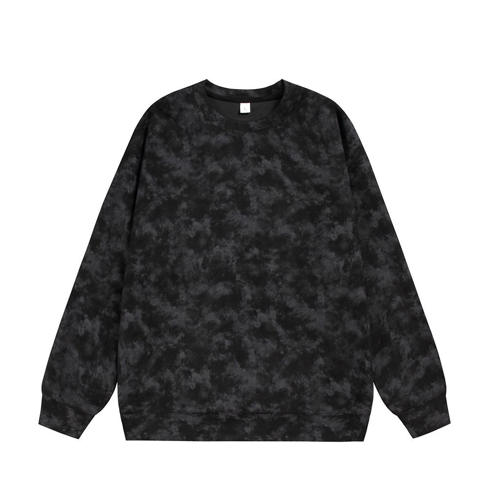 Men's Autumn Casual 360g Heavyweight Tie-dye Suede Fleece Round Neck Hoodie Jacket