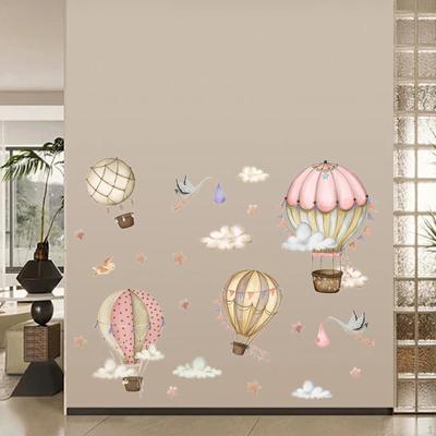 2Pcs Air Balloon Wall Stickers Star Birds Clouds Decals Multipurpose Art Mural, Decor