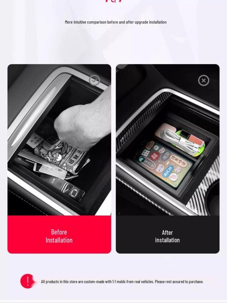 Tesla Model Y Mittelkonsolen-Aufbewahrungsbox - Aufgearbeitetes Innenraumzubehör