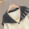 Women's Wool Blend Oversized Lapel Short Cardigan
