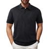 Men's Casual Polo Shirt Short Sleeve Striped Collar European Fit Lightweight Breathable Summer Top
