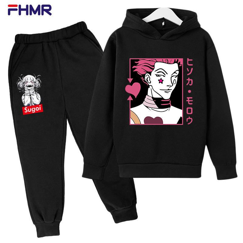 Lovec na plný úvazek Teplý ležérní chlapecký a dívčí svetr s kapucí + dětské kalhoty