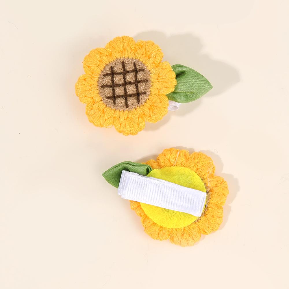 2 szt. Klipsy do włosów ze słonecznikiem DIY Dzianinowe spinki do włosów dla dziewczynek do noszenia na co dzień Ręcznie robione Dziecięce zabawne akcesoria do szkoły na imprezę Nakrycie głowy