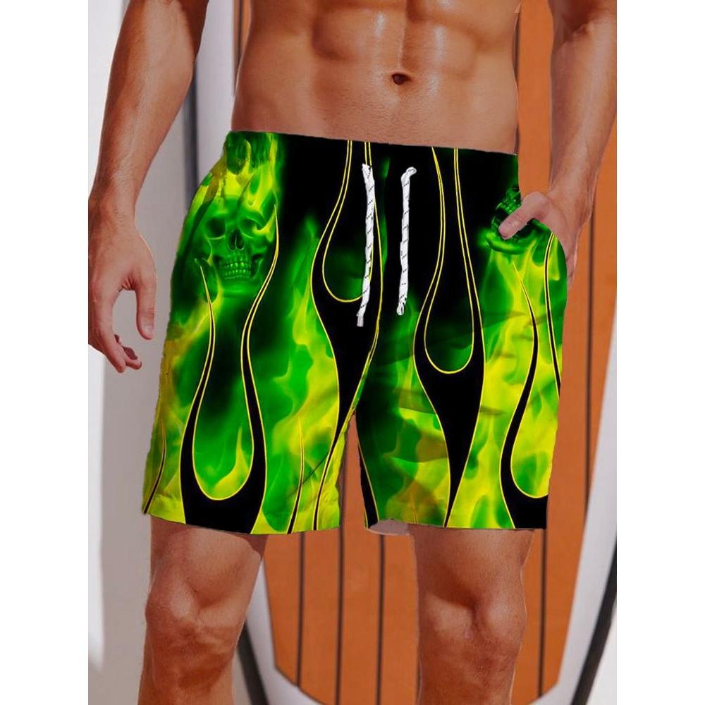 Hawaiianischer Horror-Schädel 3D-Druck Herren-Kurzhose 3D-bedruckter Badeanzug Badeshorts Strandshorts Skateboard Sport Eishosen