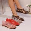 Women's Mesh Crystal Jelly Flat Slip-On Sandals – Comfortable, Non-Slip, Versatile Closed-Toe Shoes