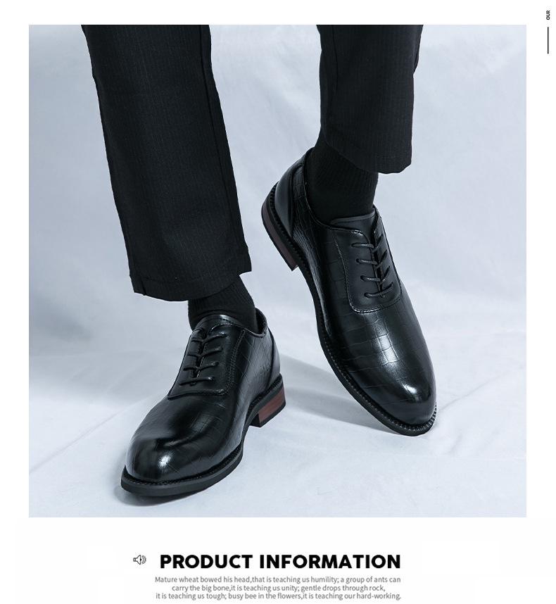 Men's Large Retro British Style Leather Dress Shoes - Fashionable, Lace-up, Formal Business Banquet Attire