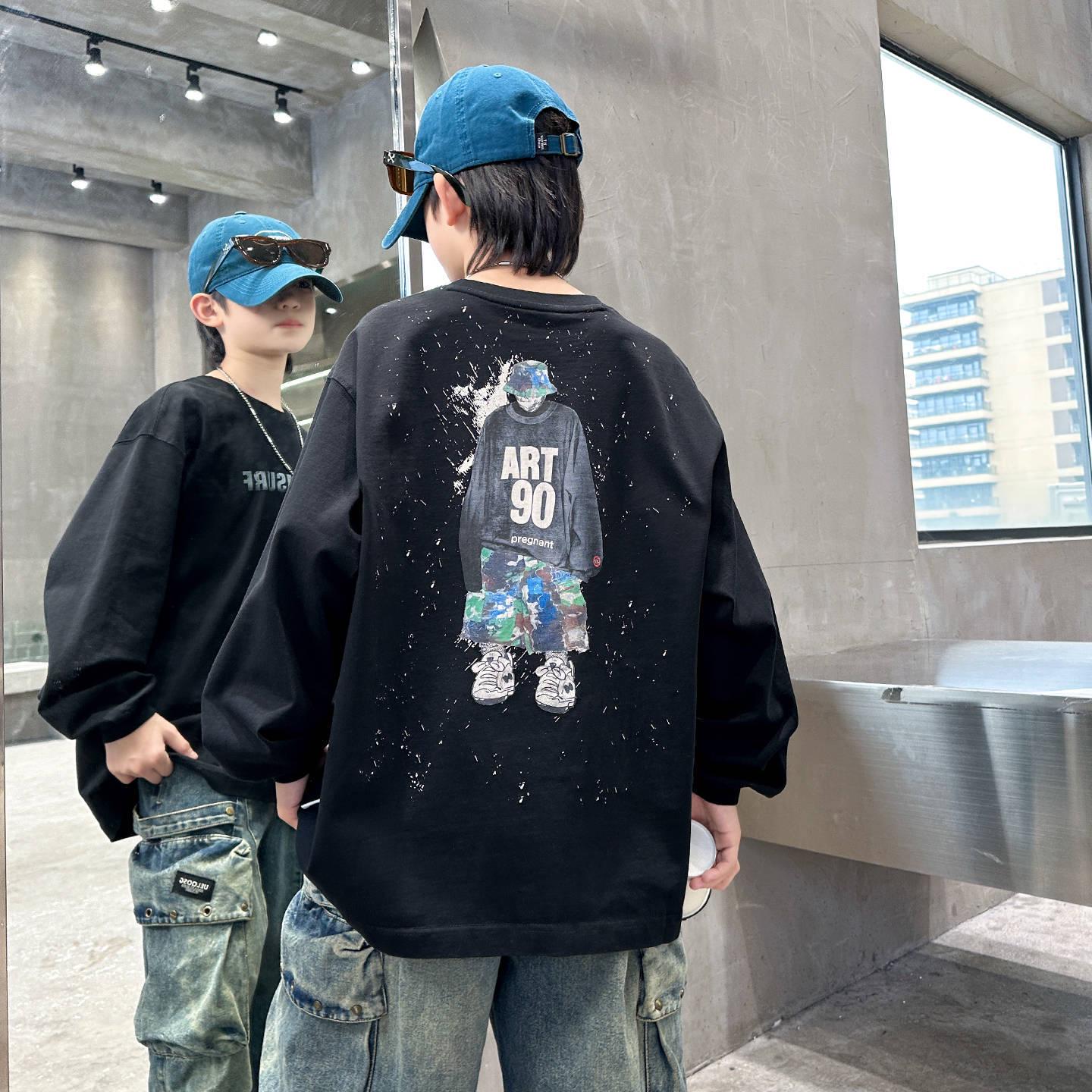 

Boys Spring/Autumn 2025 Sweatshirt - Casual Long Sleeve for Kids 140 cm чёрный