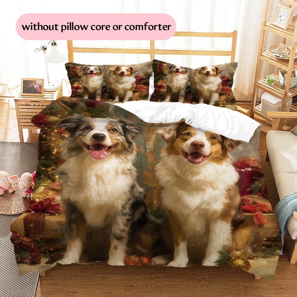 Australian Shepherd Dog Pattern Bedding Home Decoration Birthday Gift (1 * Duvet Cover + 2 * Pillowcase, Without Core)