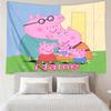 Custom Name Peppa Pig Print Tapestry, Backdrop, Easy Setup, Ideal for Bedroom, Office & Living Room, with Aesthetic Wall Hanging Decor.