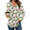 Women's Fashion Hoodies V Neck Long Sleeve Christmas Printed Drawstring Casual Loose Pullover Tops