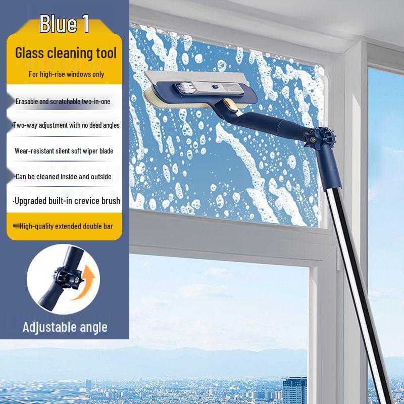 High-Rise Window Cleaning Tool: Double-Sided, Extended Pole for Outer Windows Only