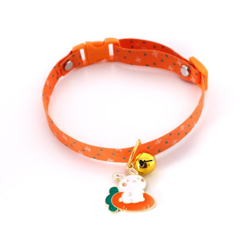 Adjustable Pet Collar With Polka Dot Cute Animal Charm Bell Cotton Cats Dogs Rabbits Bears