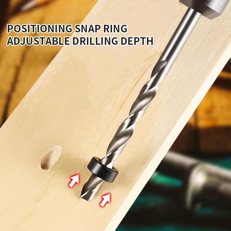 Twist Step Drill Bit With Stoper Locator For Kreg Jig Guide Manual Pocket Pilot Hole Depth Stop Collar 1/4 Hex Round Woodworking