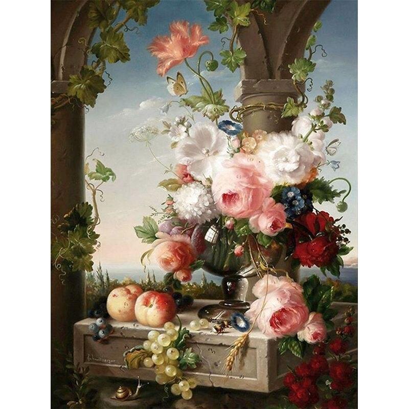 5D Diy Алмазная картина «Цветы в вазе» Набор для рукоделия Распродажа Полная круглая алмазная вышивка Ручная работа Домашний декор Full Round 20x30CM