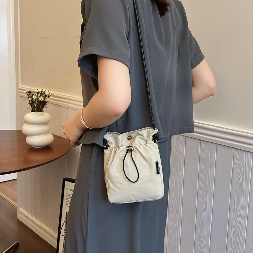 Crossbody Bag Nylon Shoulder Bag Korean Style Mobile Phone Bag Drawstring Canvas Bag  Girls