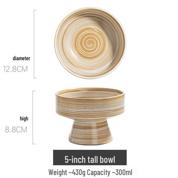 Retro Hand-Brushed Coarse Pottery Salad Plate: High-Style Tableware for Home and Homestay.