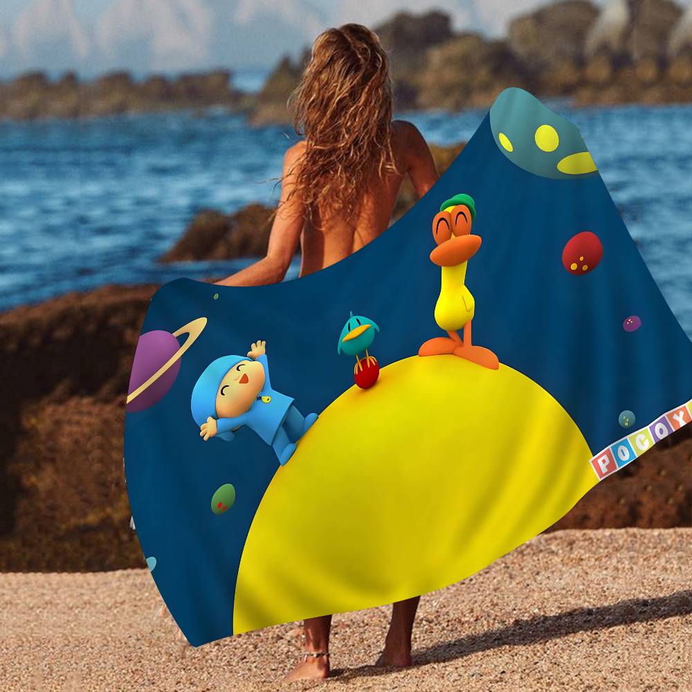 Cartoon P-Pocoyo Microfiber Beach Towel Absorbent Quick Dry Soft Yoga Swimming Resort Mountain Climbing Towel