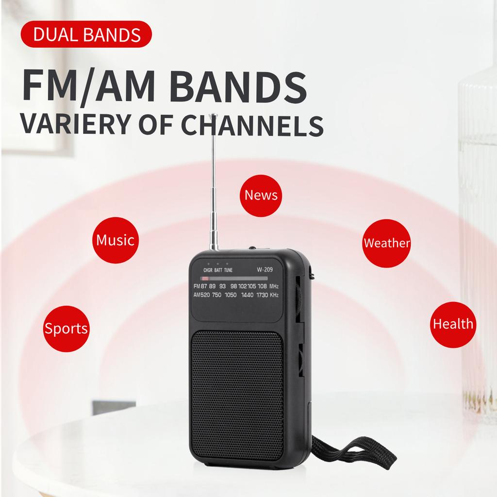 Compactly FM AM Radio With Pointers Designs Supports Type C Charging And Batteries for Outdoor Activity Use