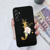 Phone Case For Samsung Galaxy A34 A33 A32 Elegant Rose Letter Soft Liquid Silicone Sqare Back Cover For Samsung A 34 33 32 Shell