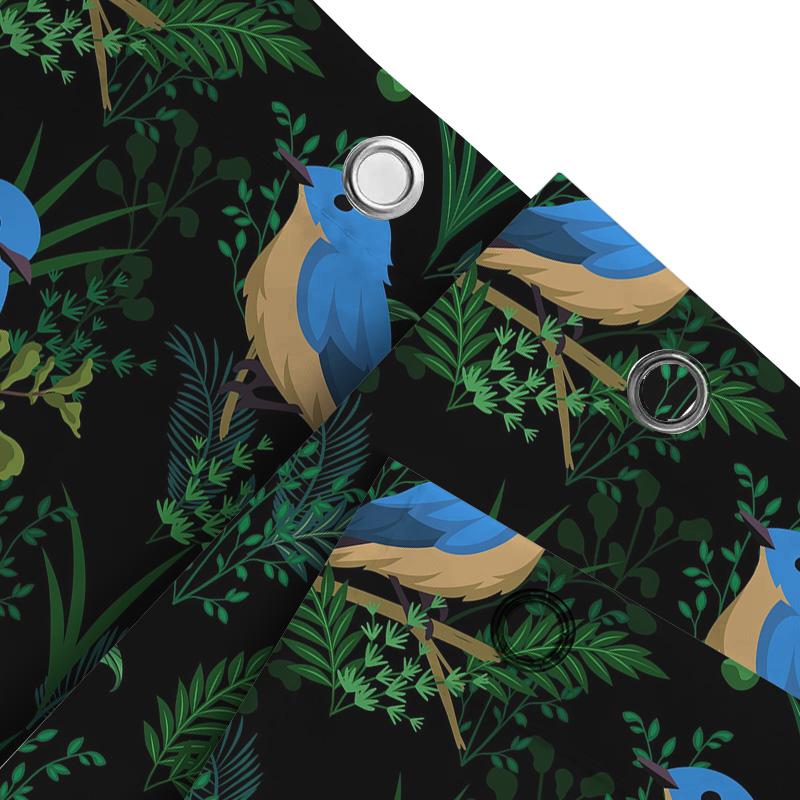 Lebhaftes blaues Badematten-Duschvorhang-Set mit blattgrünem Muster Perfekt für Badezimmerdeko!