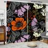curtain2pcs Plant Floral Curtains- Vintage Flower Curtain, Dark Color Leaf Print Drapes for Bedroom, Living Room, Apartment