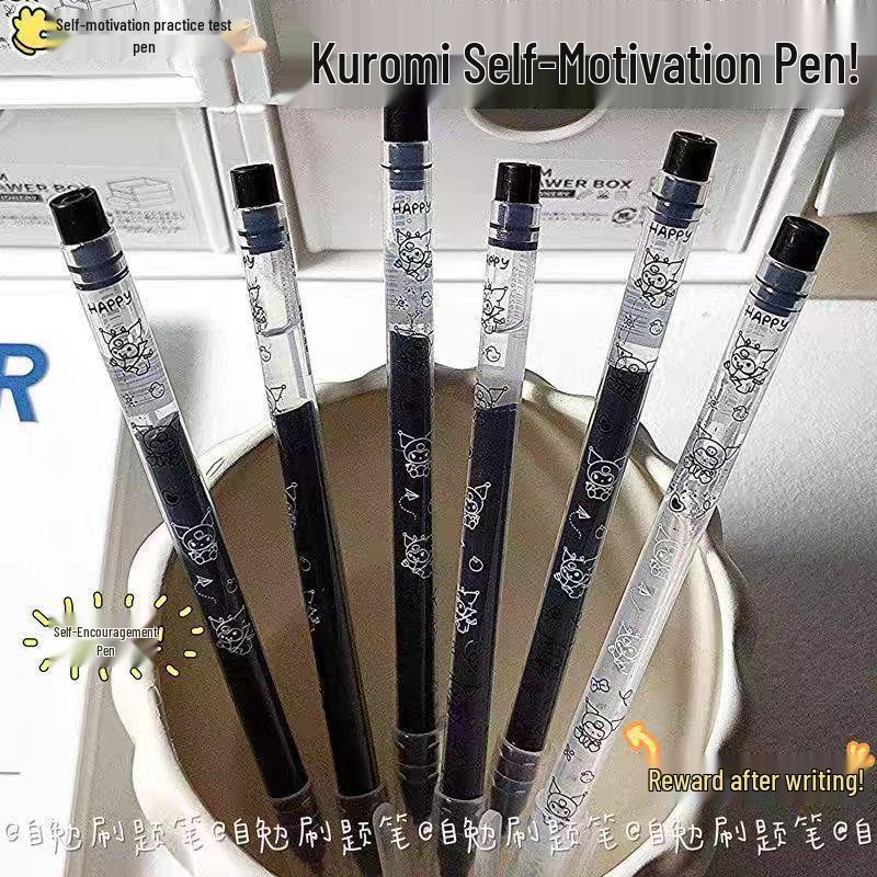 Jiji Kawaii Large Capacity Self-Motivation Black Pen - Stylish, High Performance Student Writing Tool
