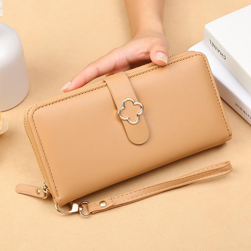 

IELGY Женский длинный кошелек, скидка 30 %, небольшая свежая молния с пряжкой в ​​японском и корейском стиле, простая однотонная студенческая и женская пеленальная сумка с несколькими карточками абрикосовый