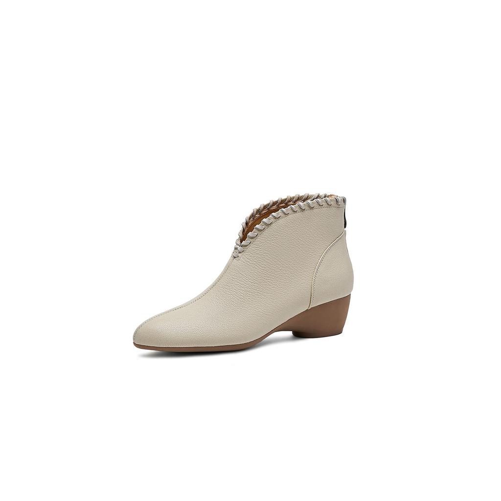 Fashion 2025 New Autumn Women Boots Genuine Leather Women Shoes Round Toe Chunky Heel Solid Modern Boots Daily Shoes Ankle Boots