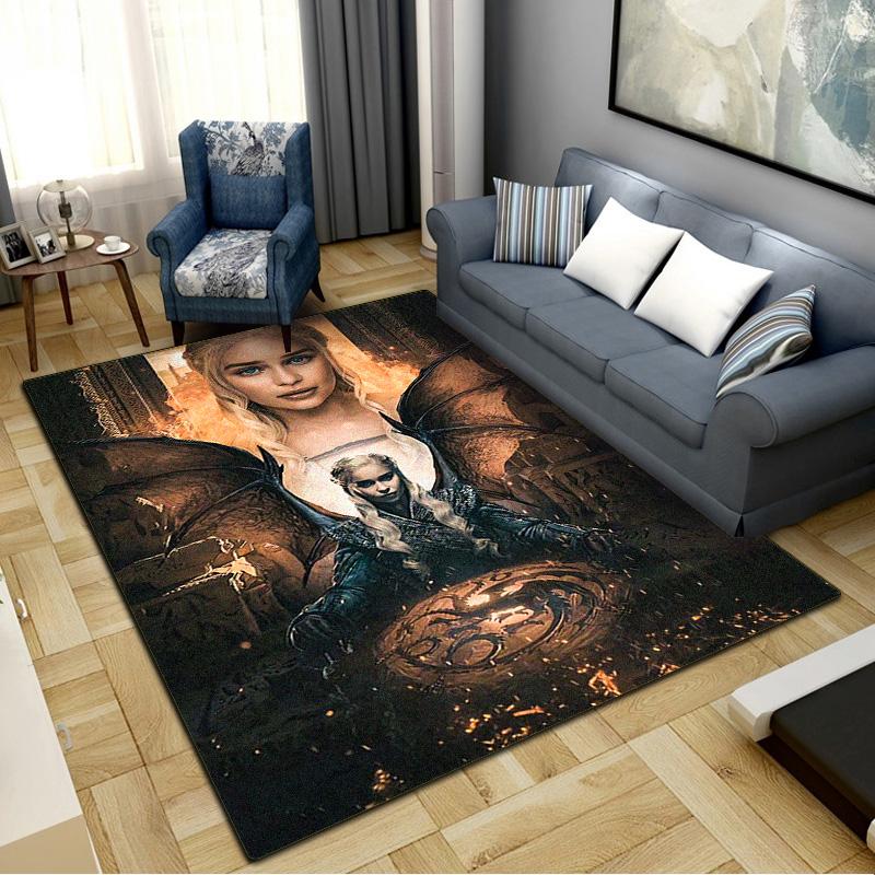 Daenerys Targaryen Carpet Rug for Living Room Bedroom Home Sofa Decoration,Kids play Non-slip Floor Mat
