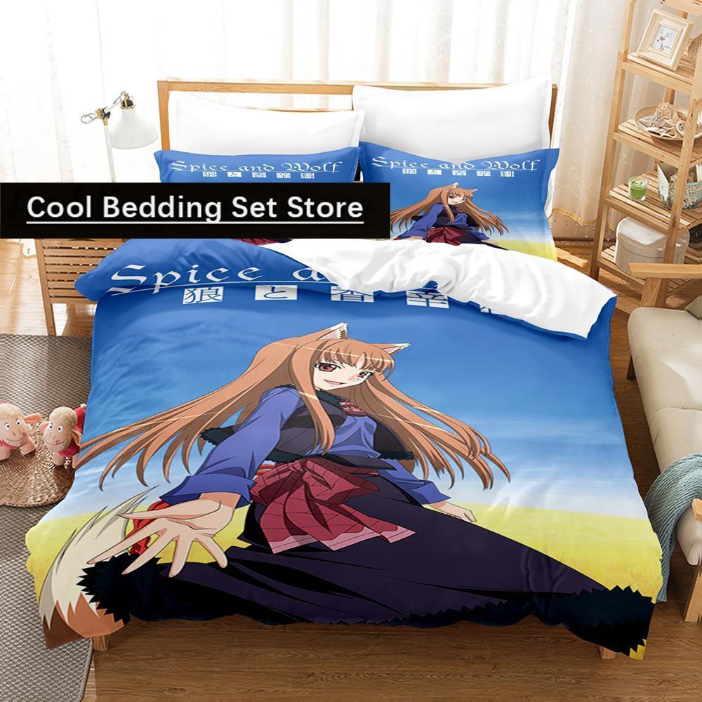 Spice and Wolf Bedding Set Single Twin Full Queen King Size Bed Set Aldult Kid Bedroom Duvetcover Sets 3D Print Anime