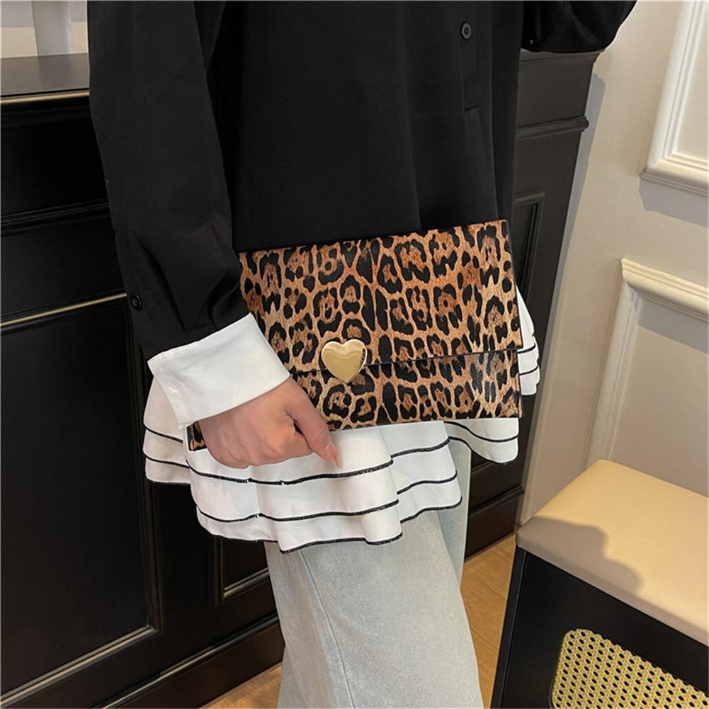 Women PU Leather Vintage Textured Purse Large Capacity Leopard Print Handbag Multi-Purpose Party Date Working Commute Bag