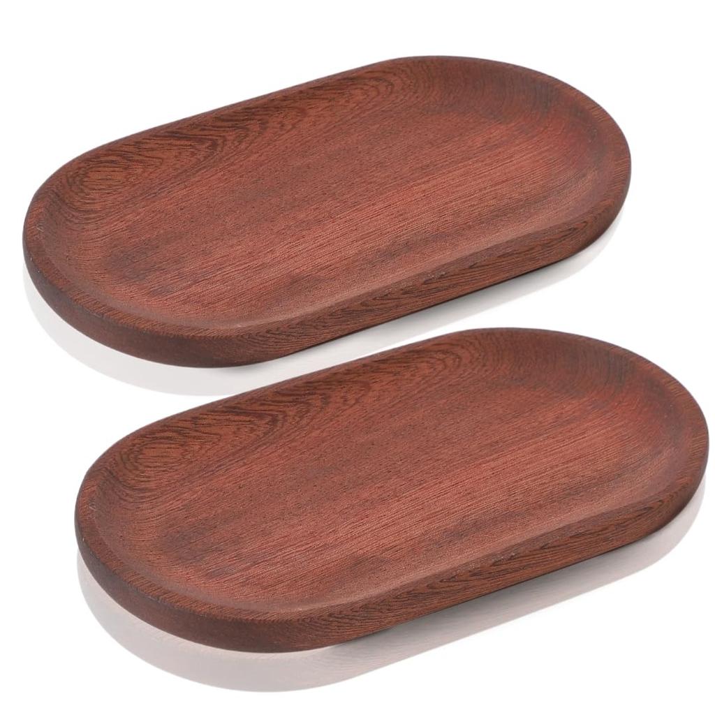 JP Number Wooden Cash Tray, Small Item Holder, Carton Coin Tray, Cafe (Wood Brown, 2 Pieces)