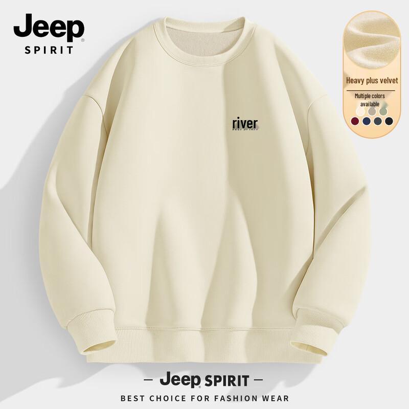 

JEEP SPIRIT Men s Fleece Lined Crew Neck Sweatshirt L
