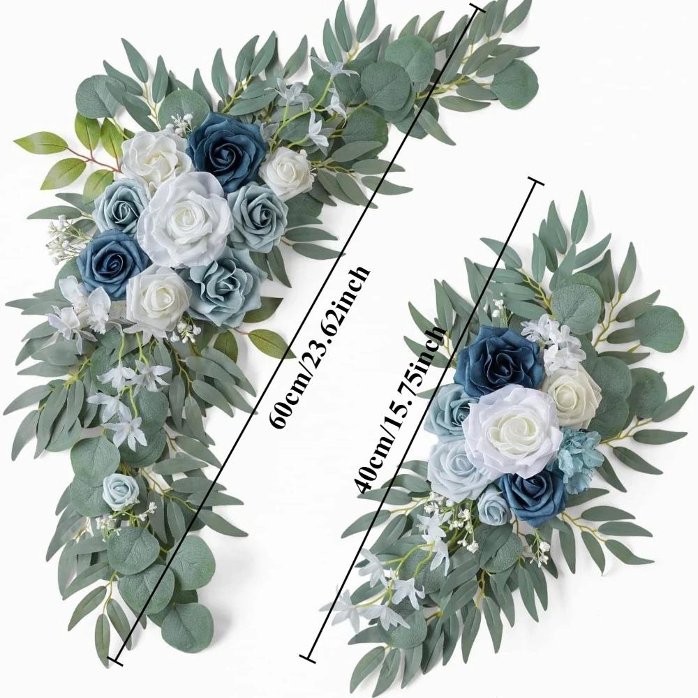 2pcs Artificial Crescent Flower Swag Wedding Arch Decor Fake Floral Finished for T Stage Road Lead Party Ceremony Event Supplies