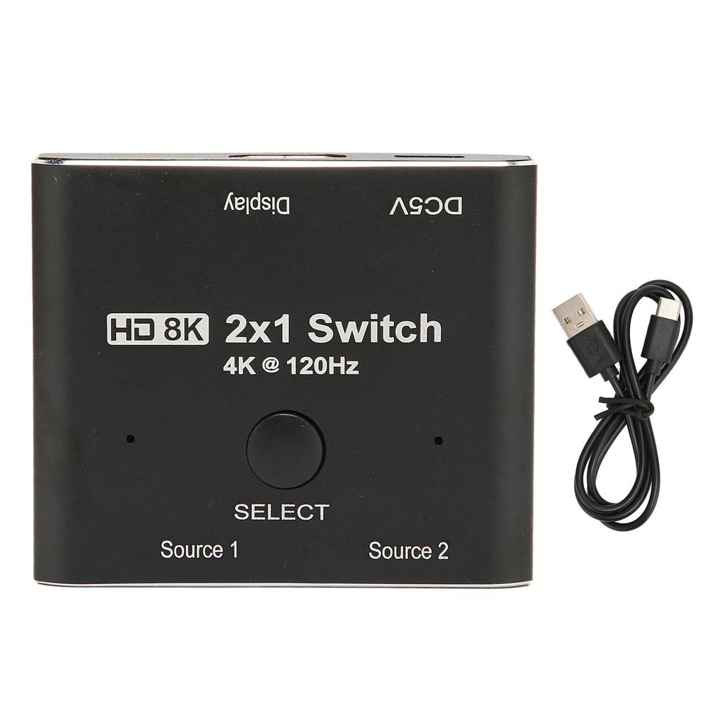 HD Multimedia Interface Switcher Aluminium Alloy 2 Way 8K 48Gbps HD Multimedia Interface 2.1